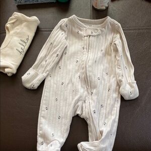White Striped Baby One Piece